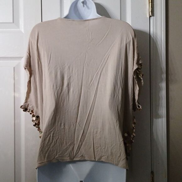 Apt 9 sequin tan  short sleeve blouse top Sz XL NWOT - Picture 4 of 5